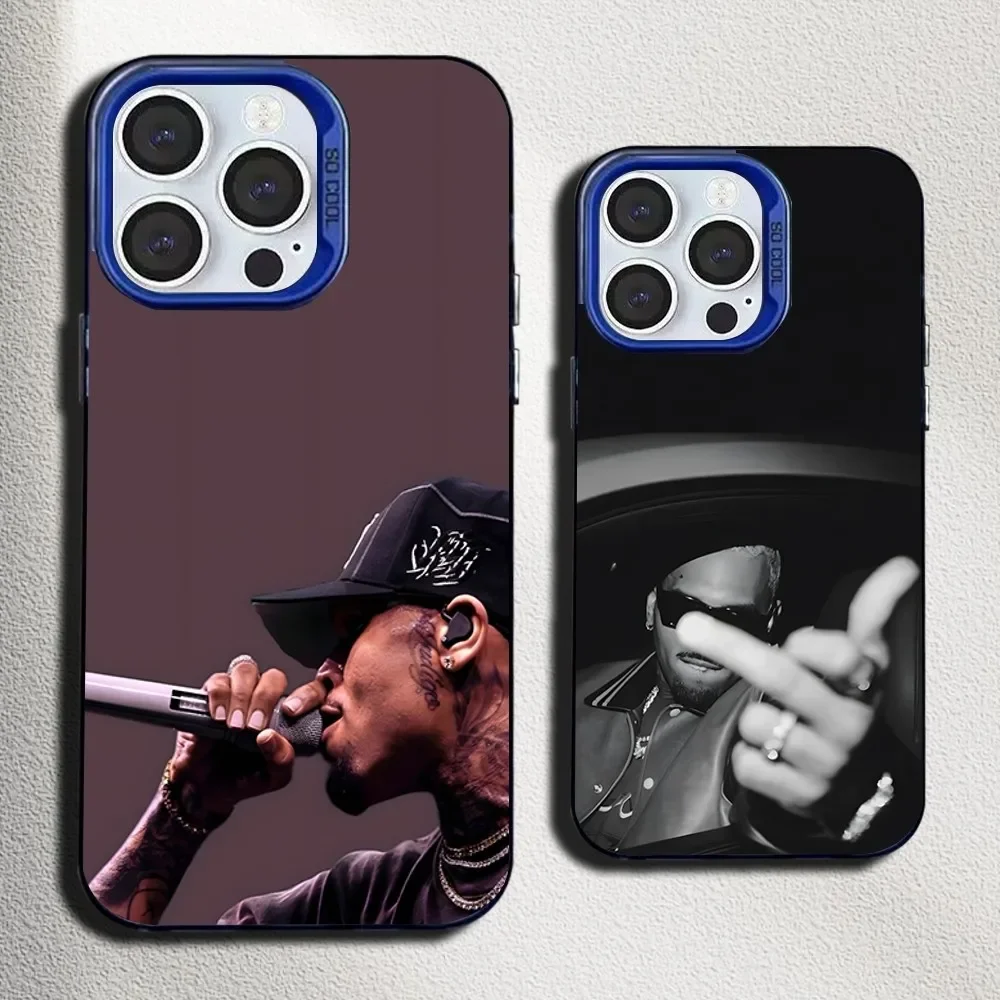 

Rapper C-Chris Brown Phone Case For iPhone 16,15,14,13,12,11,Mini,Pro,SE,MAX Blue Matte Silicone Cover