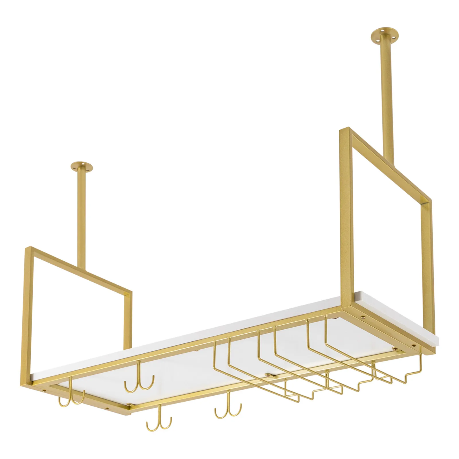 Verre à vin au plafond T1-31.5 pouces, en métal doré avec 2 types de supports