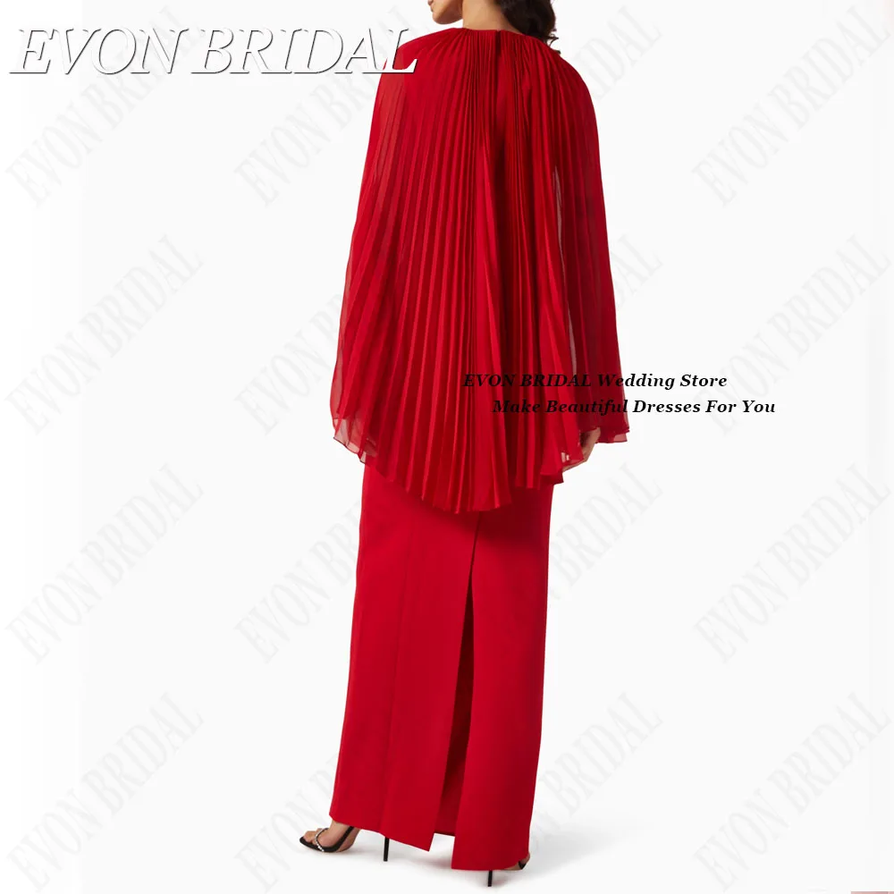 EVON BRIDAL Celebrity Dresses Pleat Dubai Mermaid Evening Gowns vestidos de ocasião Satin With Cape Formal Occasion Dresses