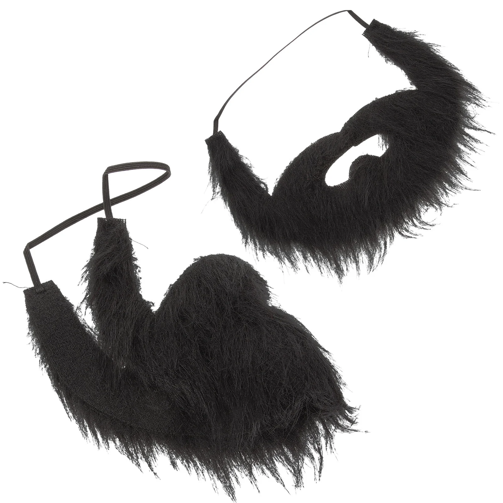 2 Pcs Fake Beard Costume Props Funny Cosplay Black Dense Decor Decorative Mustache