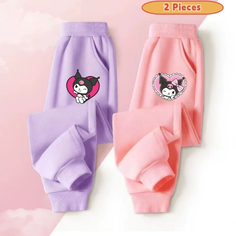 2 قطعة \ مجموعة الخريف طفل الفتيات ملابس الأطفال عارضة الكرتون سانريو كورومي السراويل المطبوعة طفل الرياضة أسفل رياضية #3
