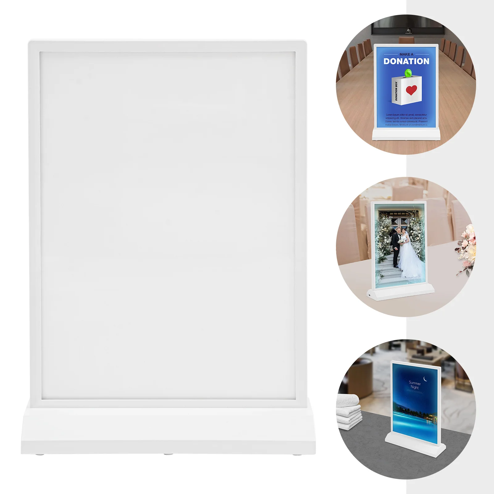 

A4 Tabletop LED ABS Sign Holder,White Rectangular Light Up Menu Holder Battery Powered for Restaurants,Bars