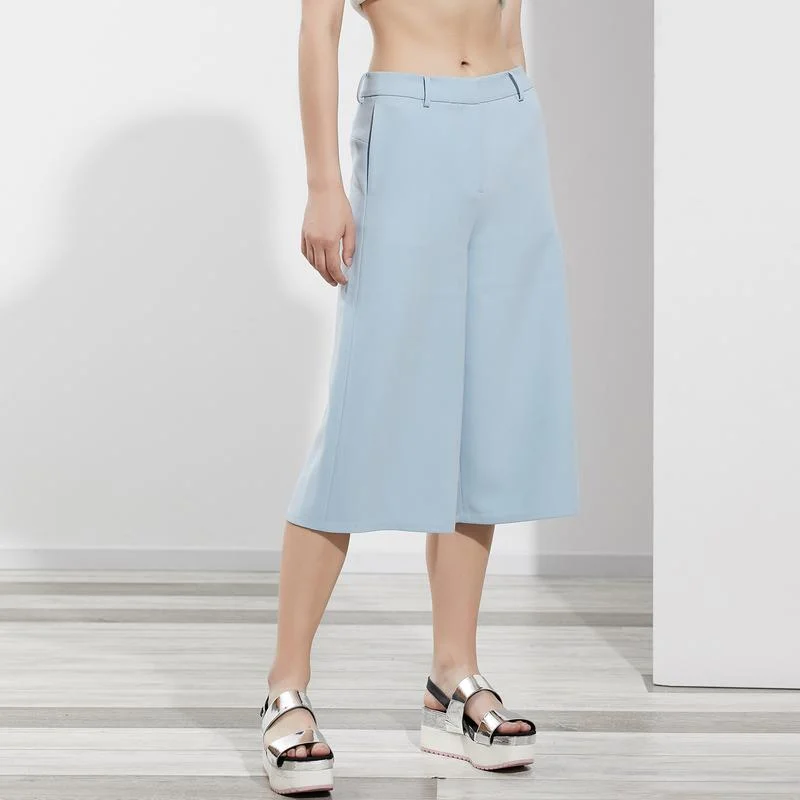 

Новые универсальные синие широкие брюки New Horizon для женщин, повседневные модные брюки из полиэстера, длинные штаны