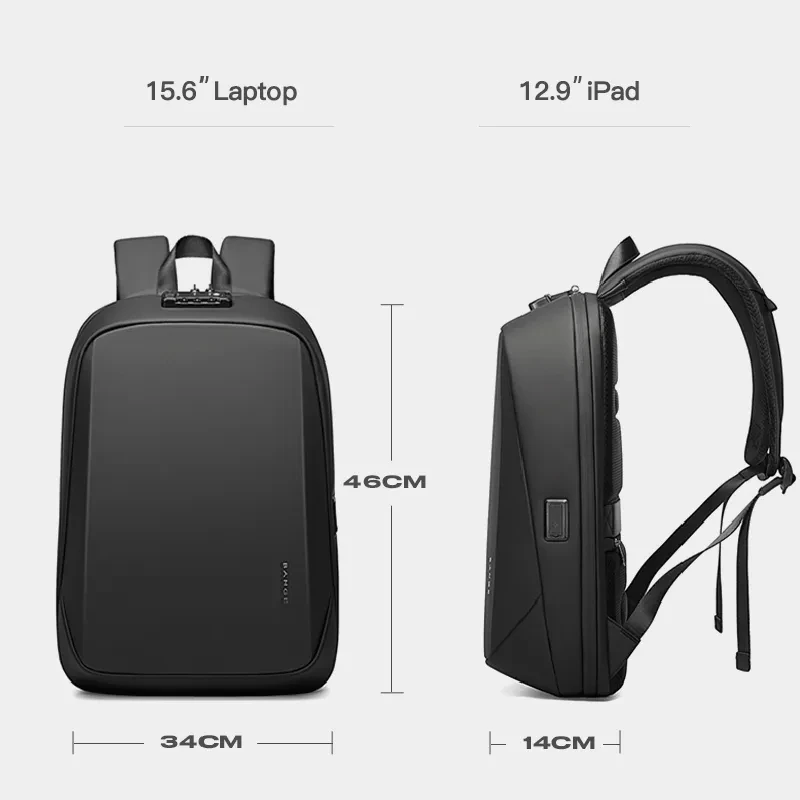 Imagem -06 - Bange-mochila Anti-roubo Laptop Impermeável Bolsa de Viagem Usb Mochilas Escolares Negócios Masculino Marca 24 2024