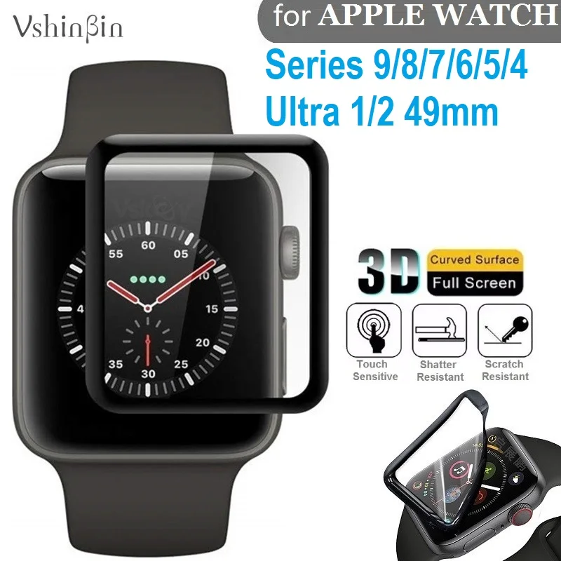 100PCS 3D Edge Screen Protector for Apple Watch Ultra 49mm Series 9 8 7 6 5 4 41mm 45mm 40mm 44mm Full Cover Protective Film