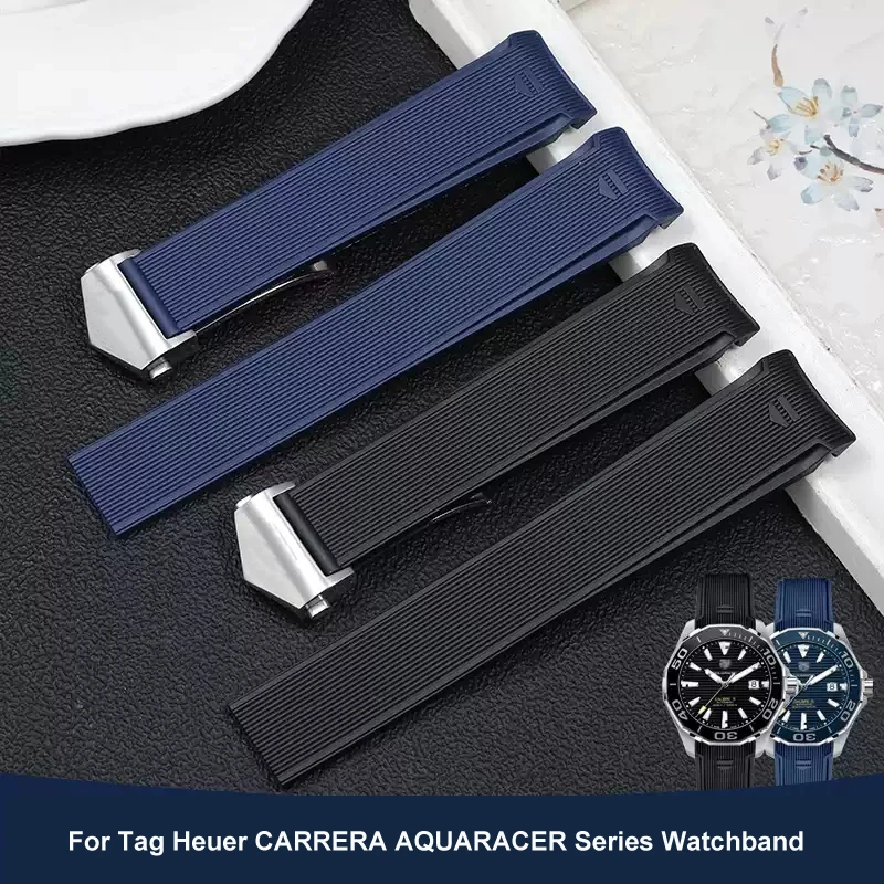 For Tag Heuer Concept F1 22mm Arc Silicone Competitive Diving 300 Tiger Calila Soft Black Comfortable Rubber Watch Strap