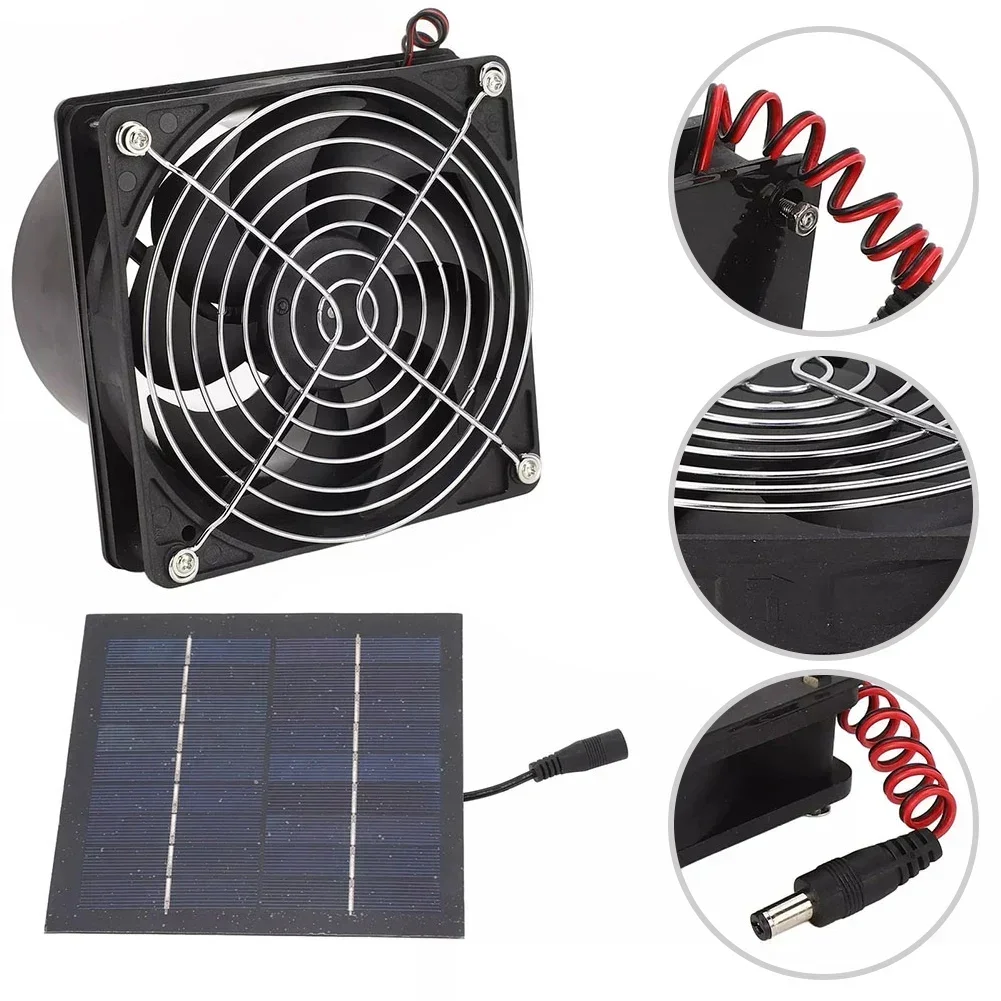 1pc Solar Powered Exhaust Fan 50W Solar Panel With High Speed Exhaust Fan For Home Kitchen Greenhouse Treehouse