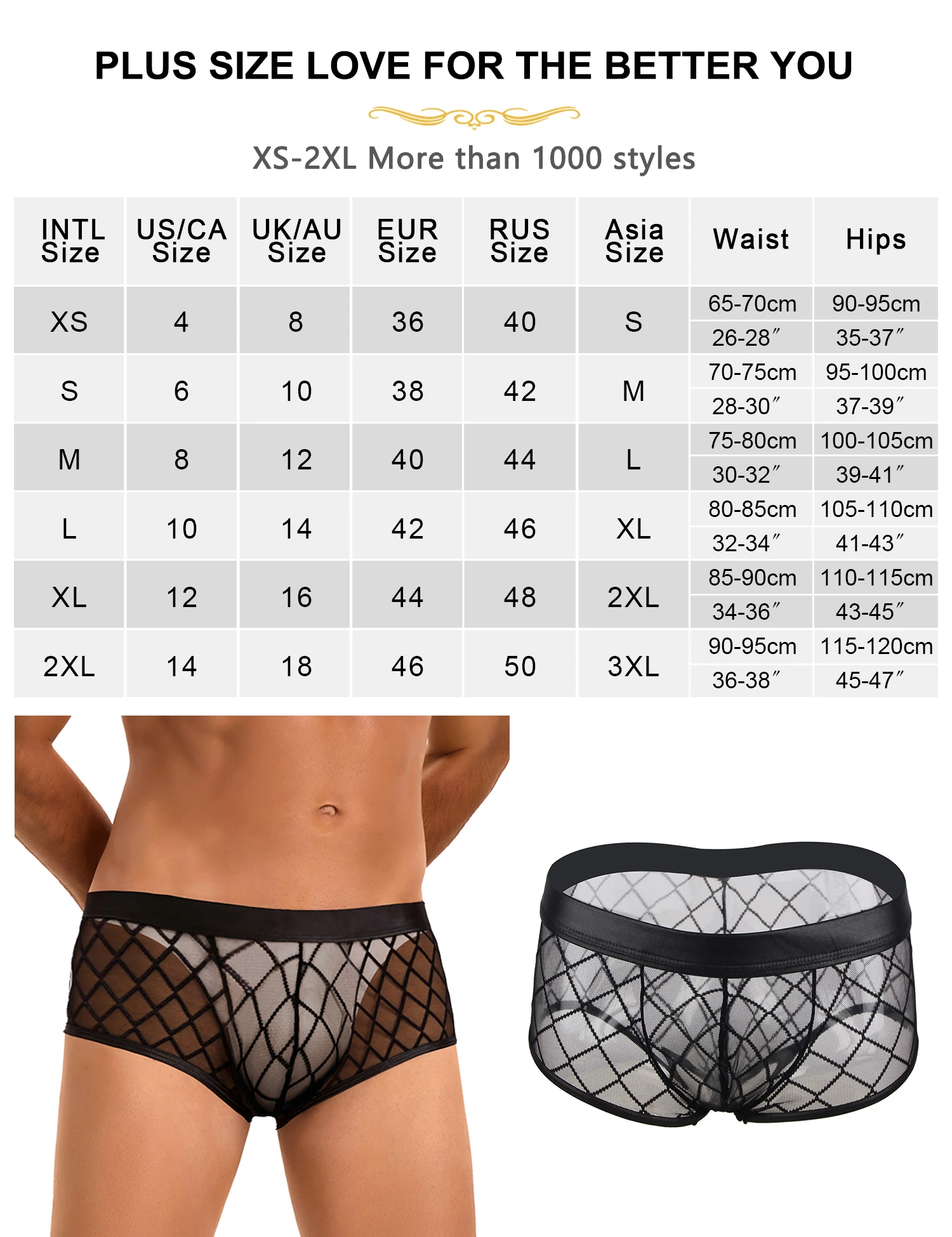 Comeondear Men Underwears Sheer Plaid Mesh Panties Diamond Faux Leather Lingerie Sexy Basic Boxer Hot Shorts Fetish Briefs Black