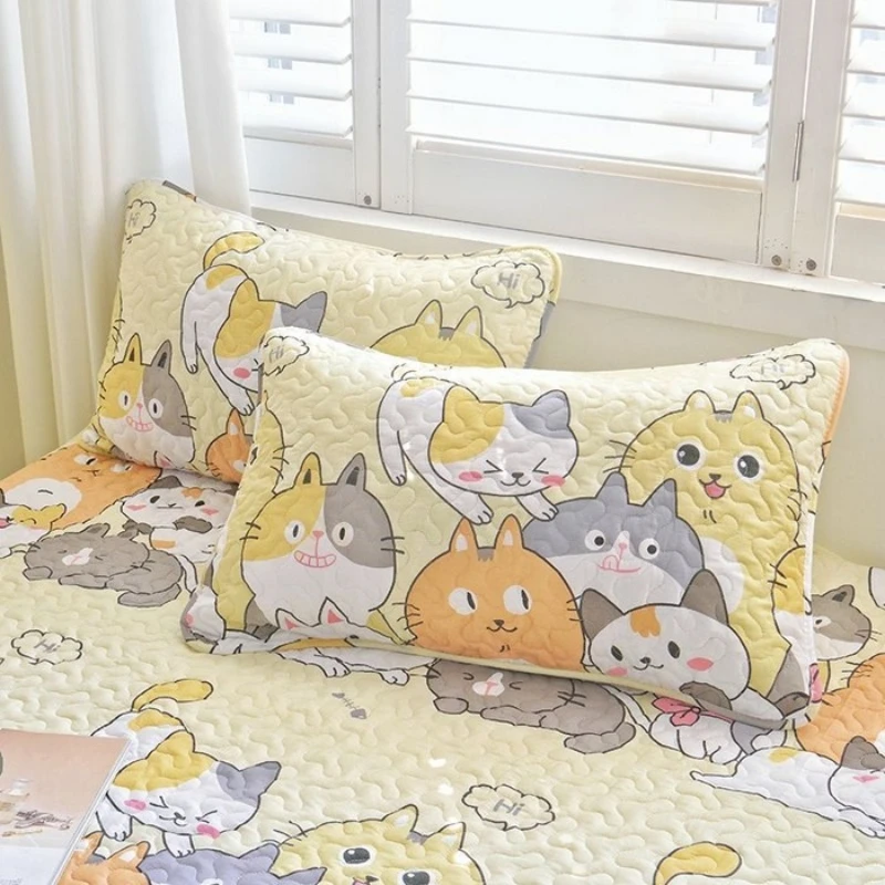 Pure cotton padded cartoon quilted pillowcase winter thickened dormitory pillowcase one pair