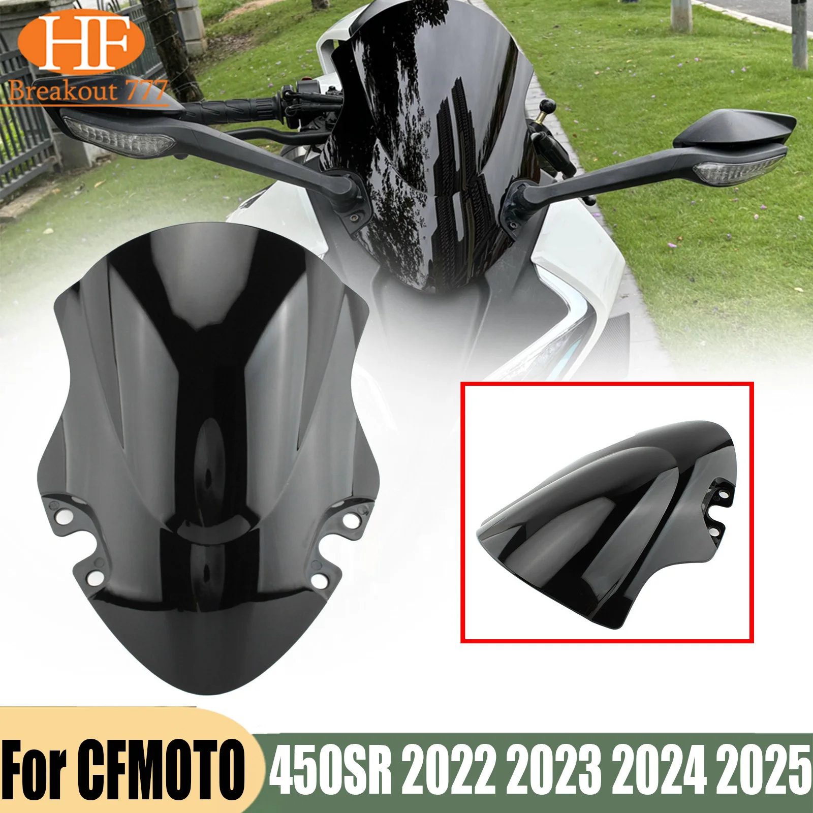Motorcycle Front Windshield Screen Windscreen Wind Deflectors Accessories For CFMOTO 450SR 2022 2023 2024 2025