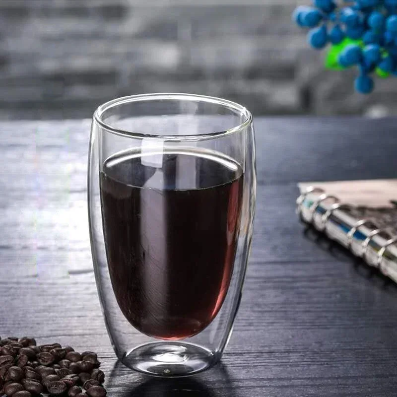 Double Bottom Wall Glass Coffee Cup Whiskey Tea Thermal Heat Resistant Cocktail Vodka Shot Wine Mug Drinkware Tumbler Set