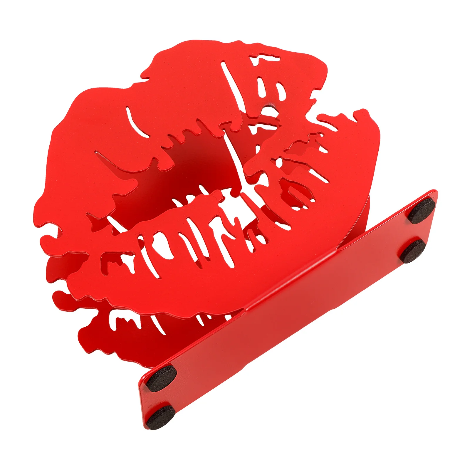 

Red Lip Holder Metal Iron Rack Desktop Decorative Light Dinner Party Napkin Dispenser Freestanding Tabletop Napkin