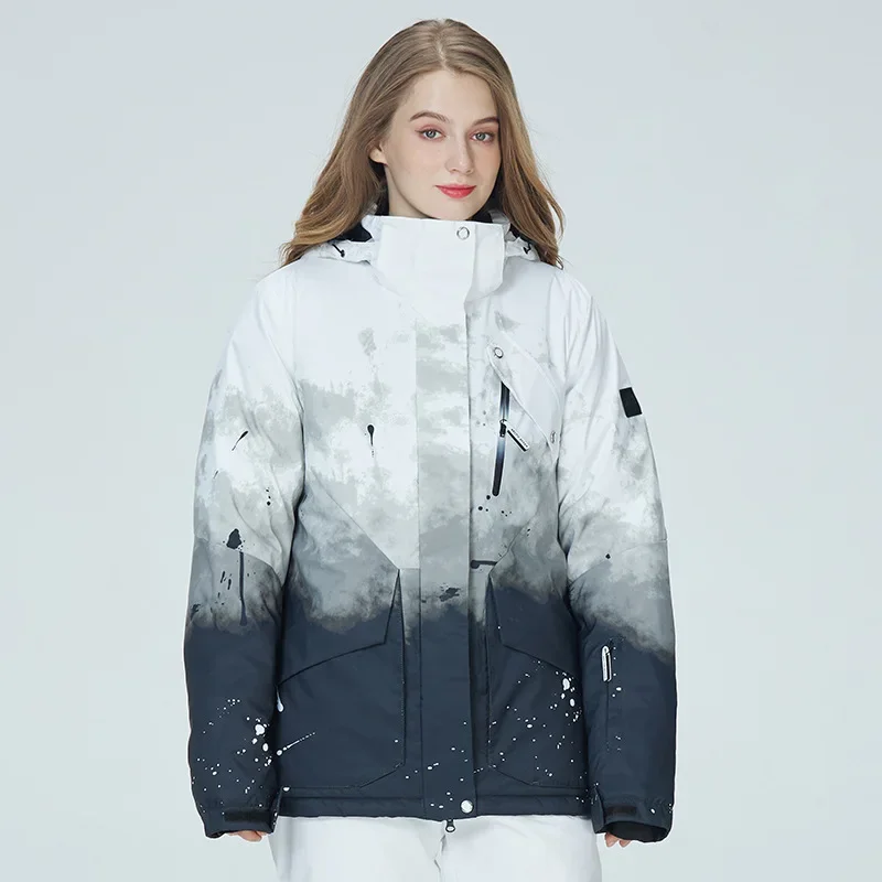 2025 New Winter Print Women Warm Skiing Jackets Windproof Waterproof Outdoor Breathable Ski Coats Polyester Sport Snow Outerwear