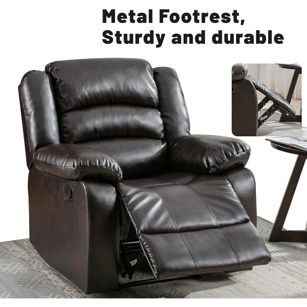 Recliner Chair Set of 2, Breathable Faux Leather Reclining Chairs with Overstuffed Arm and Back, Living Room Sofa Recliners