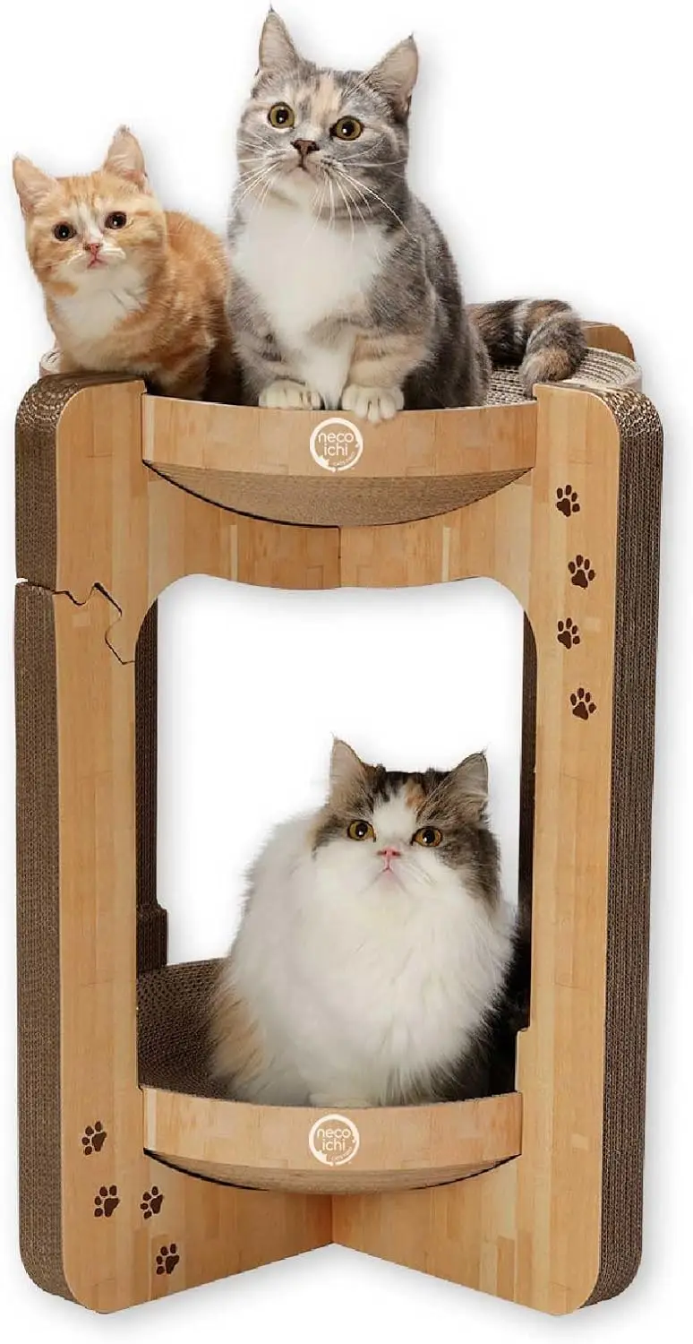 

Necoichi Cat Scratcher Tower for Indoor Cats - Cat Scratching Post Lounger with Reversible Usability and Extra Comfort f