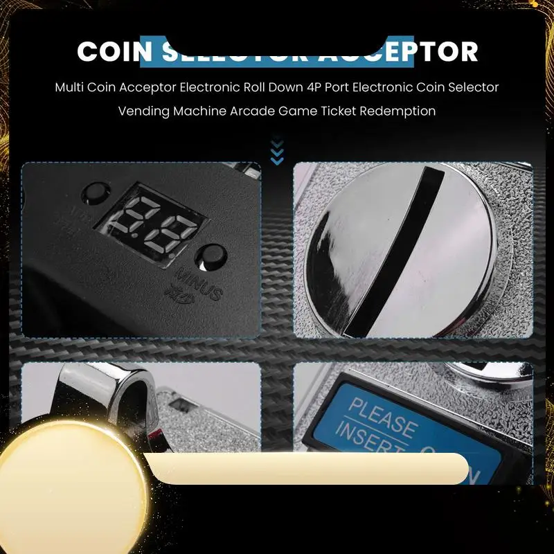 

Multi Coin Acceptor Electronic Roll Down 4P Port Electronic Coin Selector Vending Machine Arcade Game Ticket Redemption
