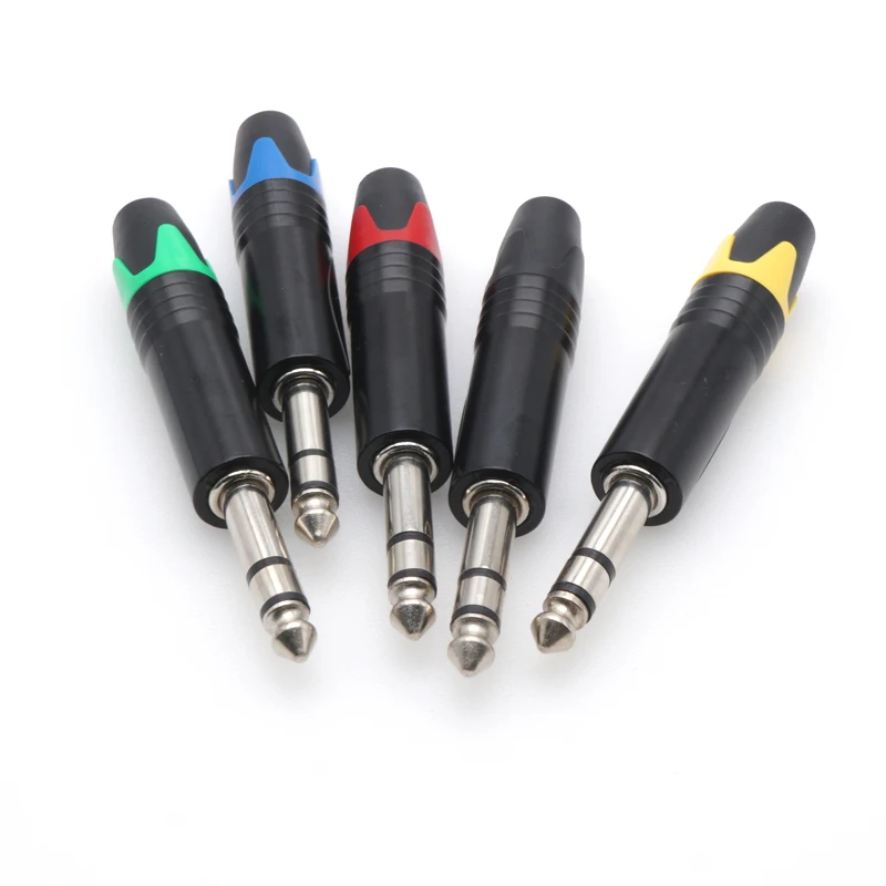 6,35 mm Gitarre 3-polig TRS silber vergoldet Mono Stereo Audio Jack Plug Stereo 6,5 mm Stecker 1/4 Zoll Stereo Jak Audio-Anschluss