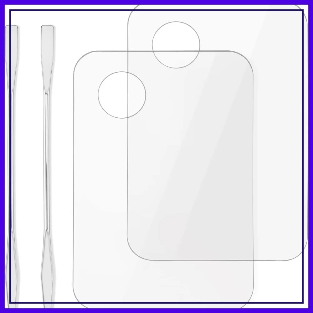 

Acrylic Makeup Palette, Mixing Tray with Spatula & Mirror for Cream Foundation, 2 Pack Transparent