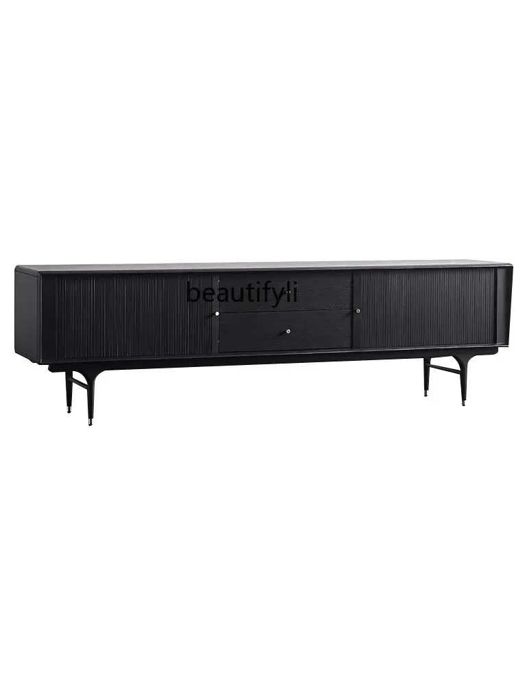 

Nordic Retro Solid Wood TV Cabinet Coffee Table Combination Living Room Small Apartment Simple Modern Simple Organ Door TV Stand