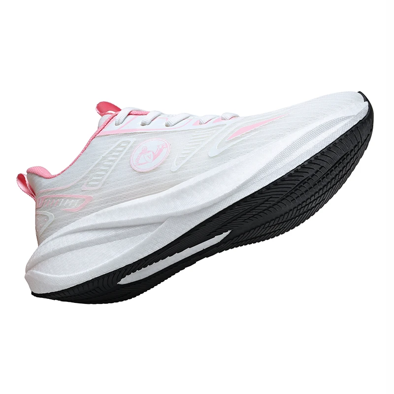 Men Women Breathable Mesh Running Shoes, Summer Casual Sports Sneakers, Fashion Trainers Double Layer EVA Sole, Black White Pink