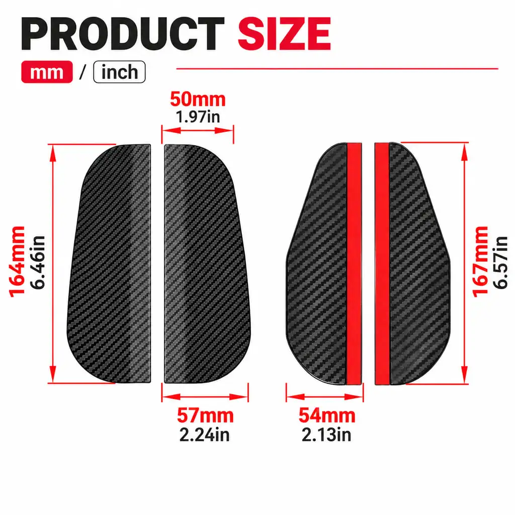 PINMOAP 1Pair Car Rearview Mirror Rainproof Eyebrow Carbon Fiber Shade Protector Mirror Rain And Dust Cover Auto Accessories