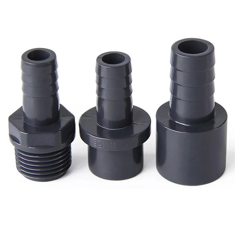 1~5Pcs Dark Grey PVC Pagoda Connector 20/25 To 12/16/20mm Garden Irrigation Hose Fish Tank Accessories PVC Pipe Adapter Fittings