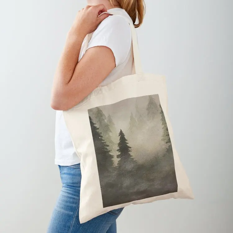 

Hand Painted Misty Forest Tote Bag the tote bag Canvas Beach bag