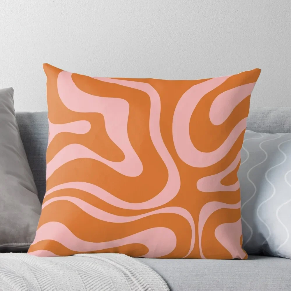 

Liquid Swirl Retro Abstract Pattern in Orange and Pink Throw Pillow Cushion Child Sofa Cushion Cover