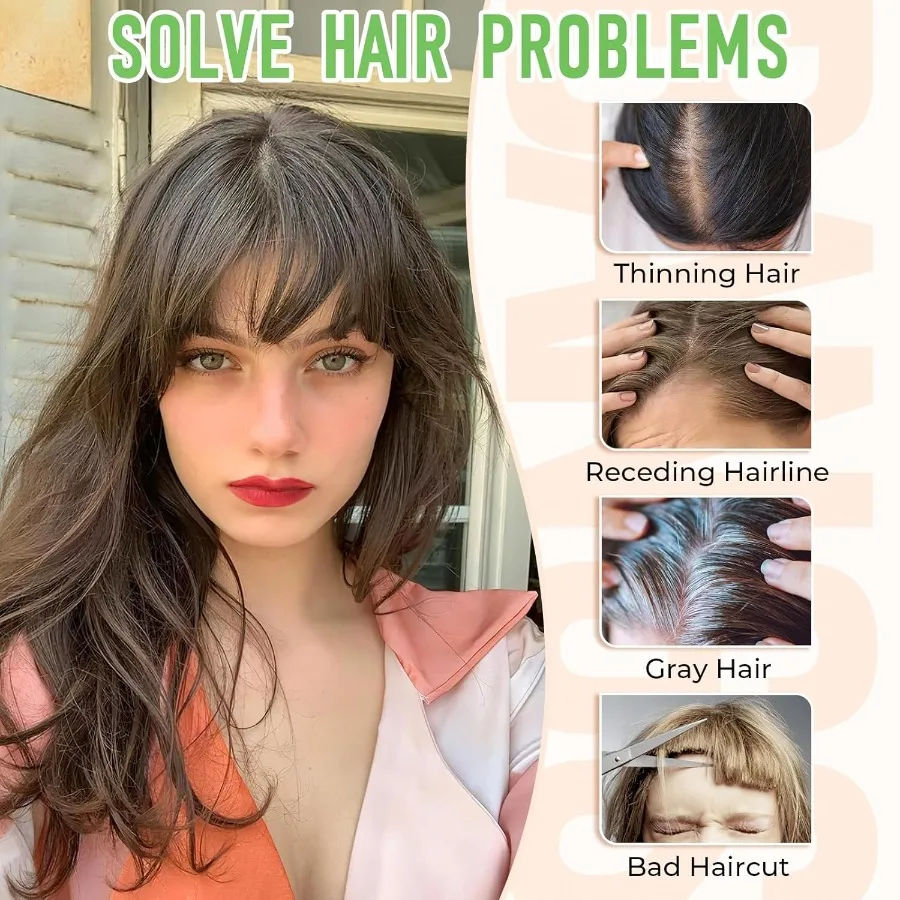 3603D الشعر الاصطناعية واقعية توبر للنساء مع الانفجارات وهمية بني داكن Wispy مثالية للارتداء اليومي غطاء الشعر ذو المظهر الطبيعي