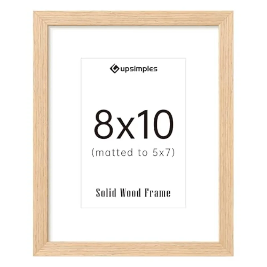 8x10 Picture Frame, Solid Wooden Picture Frames, Display 5x7 with Mat or 8 x 10 Without Mat, Wall or Tabletop, 1 Pack