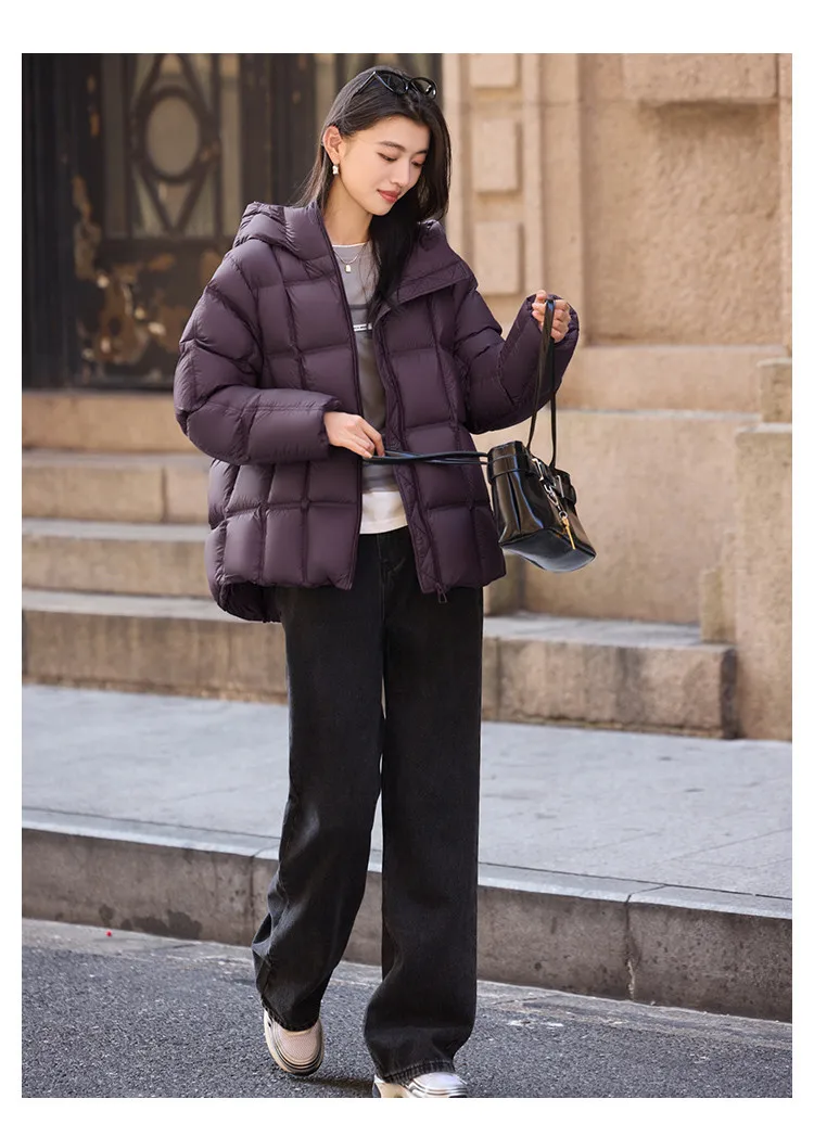 LOUISYAO 90% Duck Down Three Proof Jacket Women 2025 Winter Minimalist Hooded Thickened Premium Warm Outerwear Coat