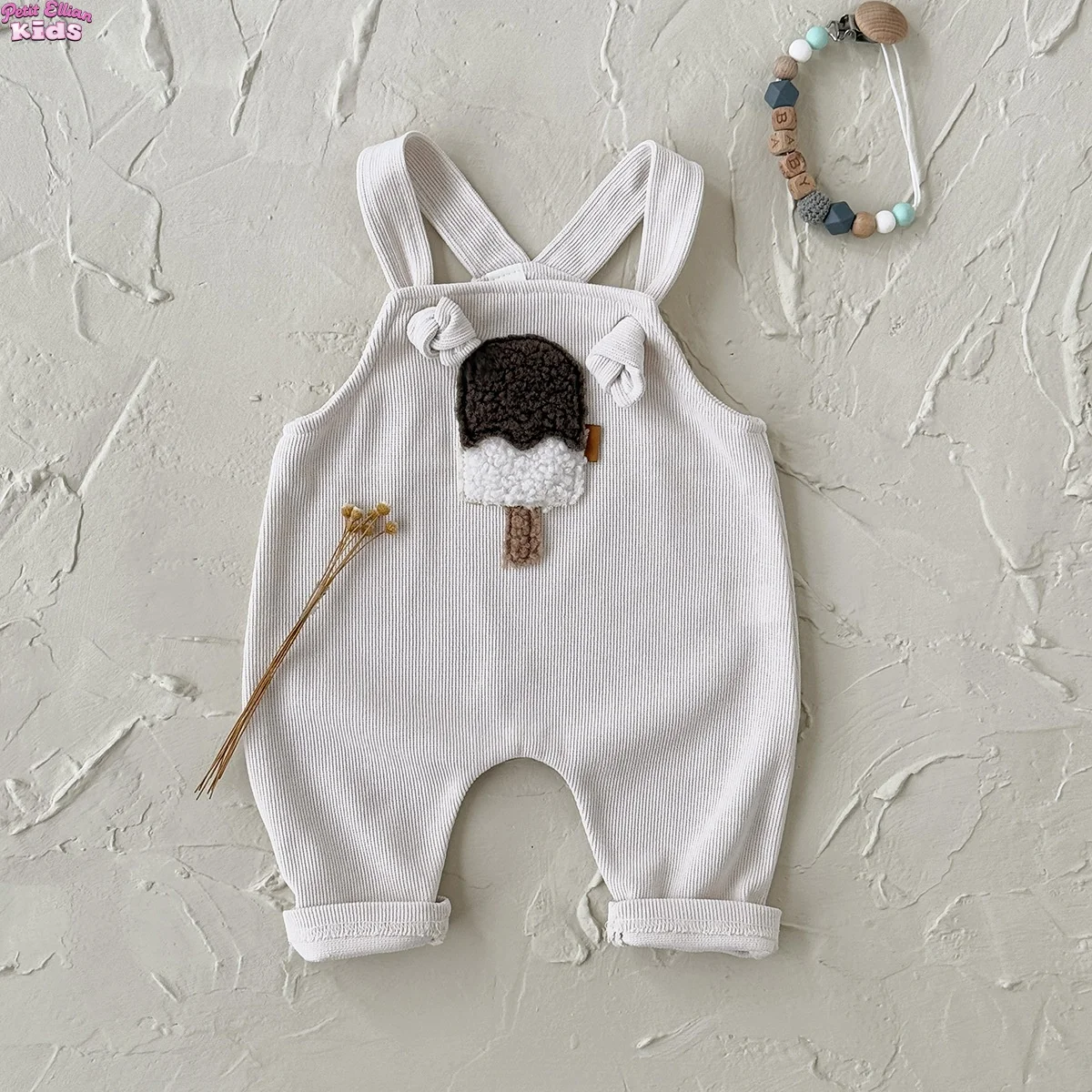 

Baby Toddler Ice Cream Patch Romper 0-18M Newborn Sleeveless Suspender Overalls Soft Jumpsuit for Infant Boy Girl Casual Outfit