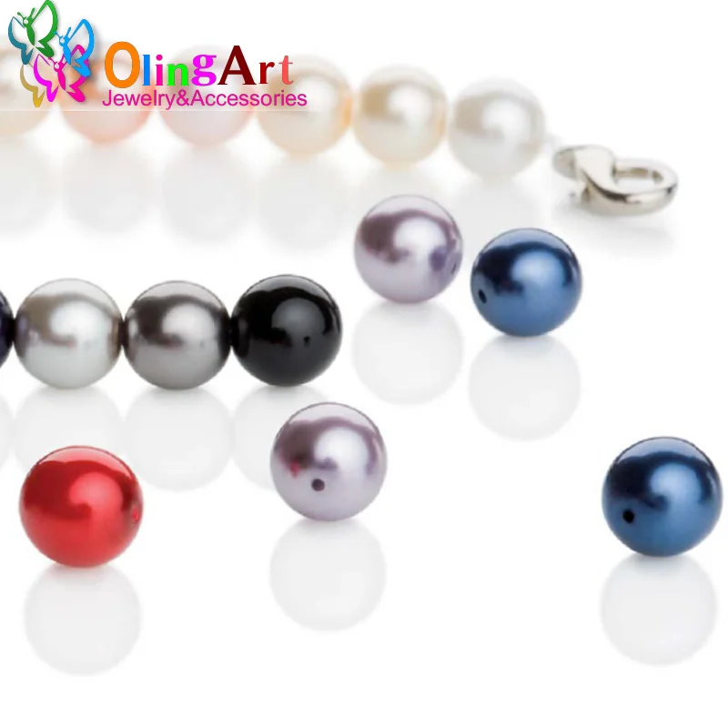 OlingArt 100PCS 4MM Round Mixed Multicolor Glass Imitation Pearls Beads DIY Earring Bracelet Bead Choker Necklace jewelry making