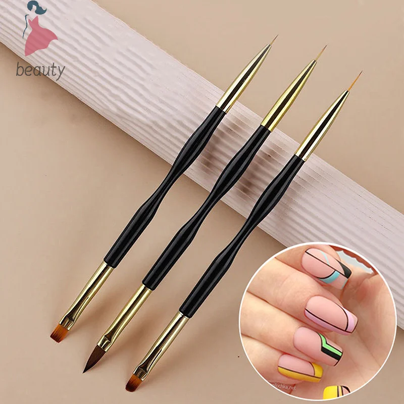 French Stripe Nail Art Liner Brush Set, Caneta Desenho Linha Ultra-Fina, pontas duplas, pincéis de pintura Gel UV, ferramentas de manicure