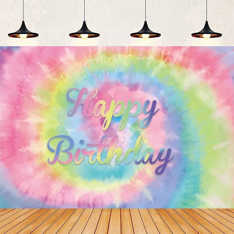70年代タイダイ柄写真撮影用背景幕、ヒッピー風ディスコ誕生日パーティー用小道具付き、60年代パーティー装飾用