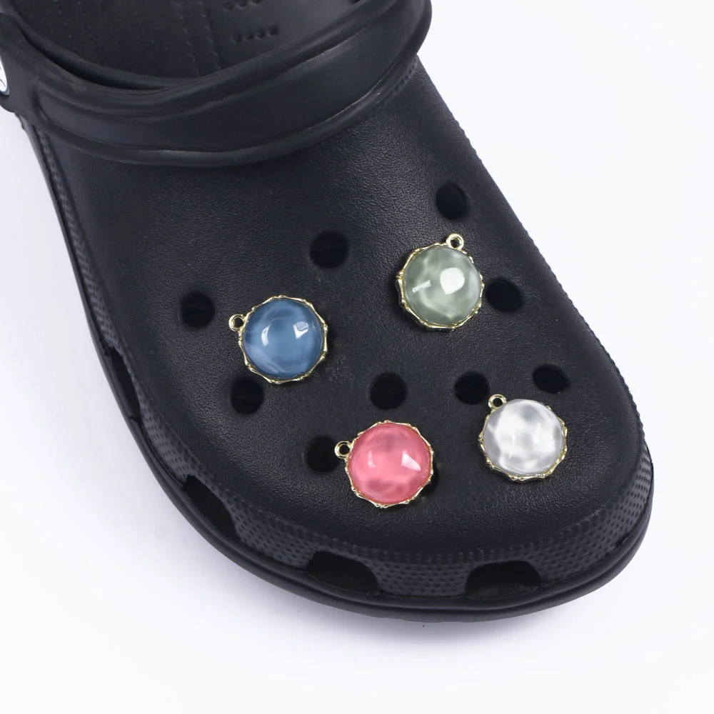 New Bling Colorful Rhinestone Shoes Decorations Square Circular Ellipse Shoe Charms Kid's Irregular Shiny Crystal Clog Charms