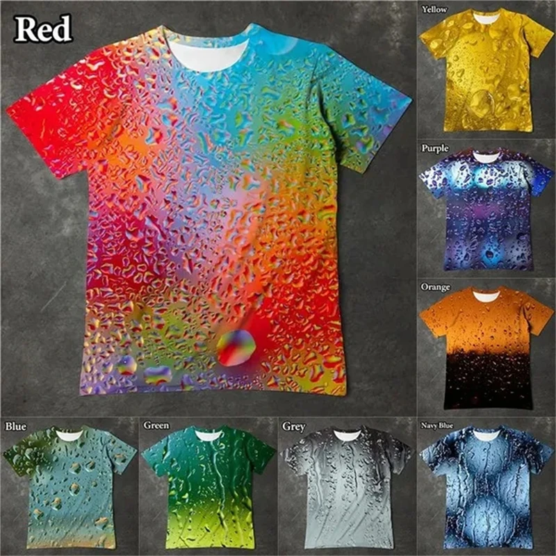 

Summer Men's Women's T Shirt Water Drop Pattern 3D Printed T-shirt O Neck Short Sleeve Personality Trendy Unisex Casual T Shirts