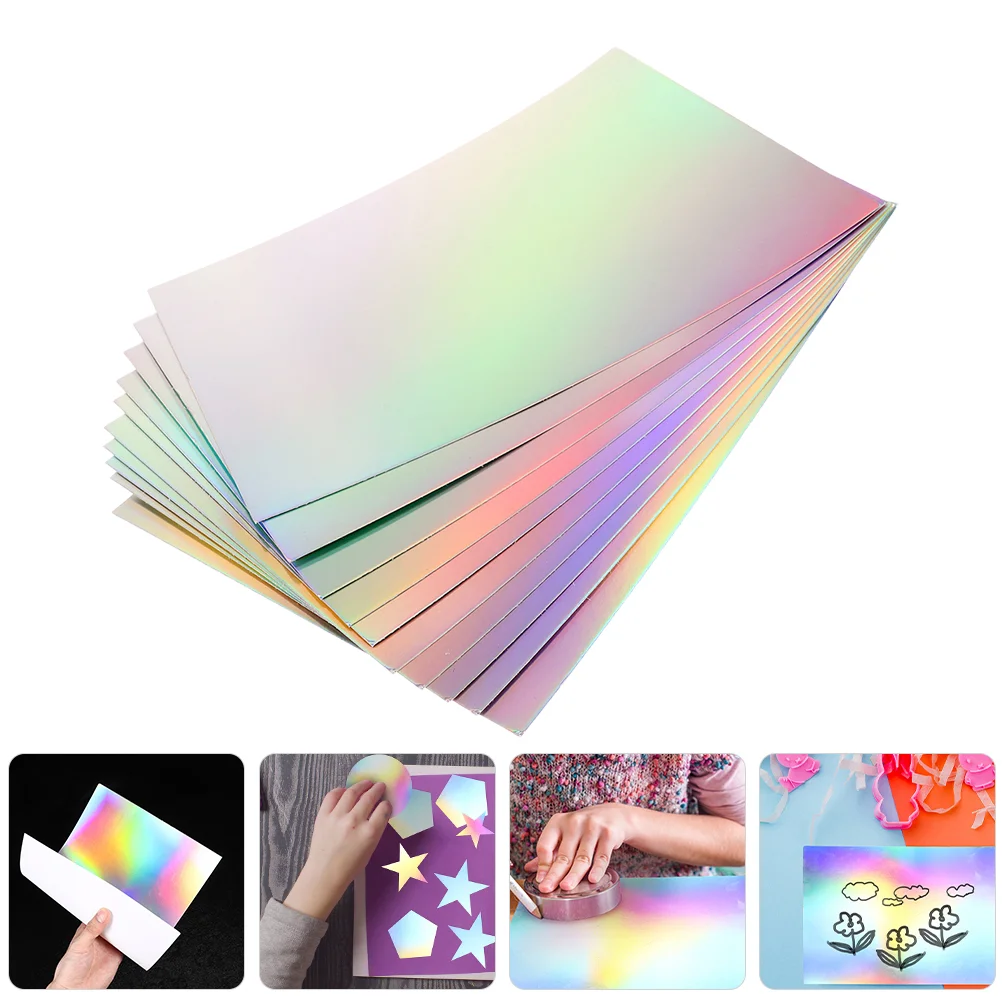 10 Sheets 297x210 Mm Crafts Paper Cardstock Thick Holographic for Flash DIY Rainbow