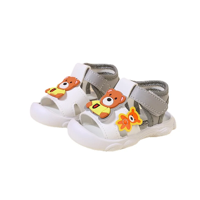 2023 Summer Baby Sandals for Girls Boys Soft Bottom Anti Slip First Walkers Cute Cartoon Bear Toddler Shoes Casual Flat Sandals