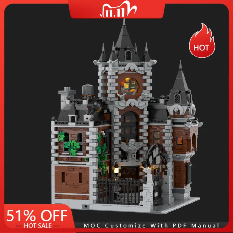 

3980 PCS MOC City Street Views Modular Mental Asylum Tower Building Blocks Diy Educational Assembly Adults Children Toys Gifts
