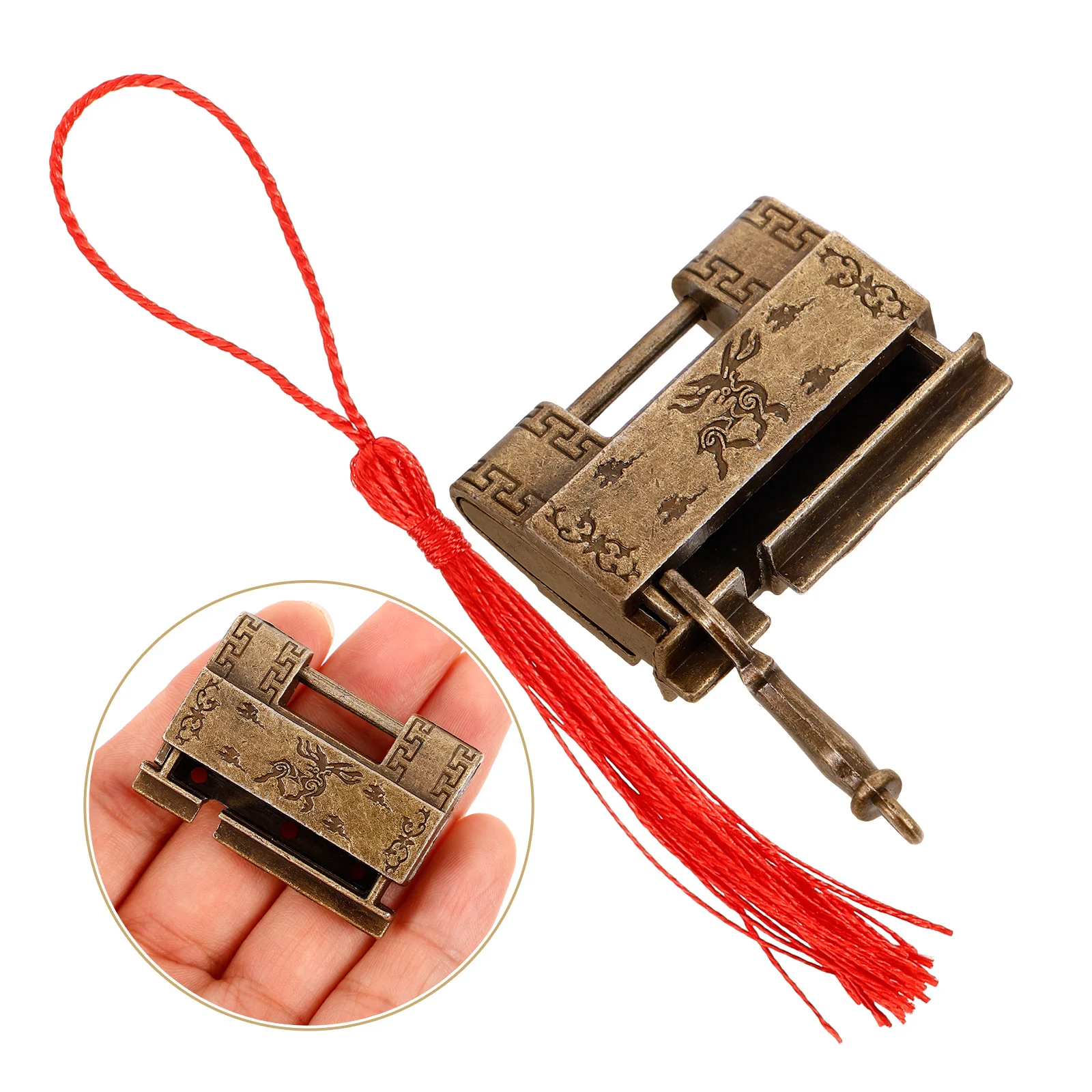 

Retro Mini Ancient Key Lock for Boxes Decorative Padlock Latch Vintage Buckle Sturdy Smooth Unlock Simple