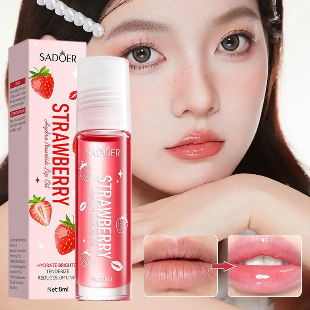 Aardbeienlippenbalsem Natuurlijk fruitextract Verrijkt met vitamine E Hydraterend Niet plakkerig Lichtgewicht Draagbaar voor droge lippen Hydr B1R8