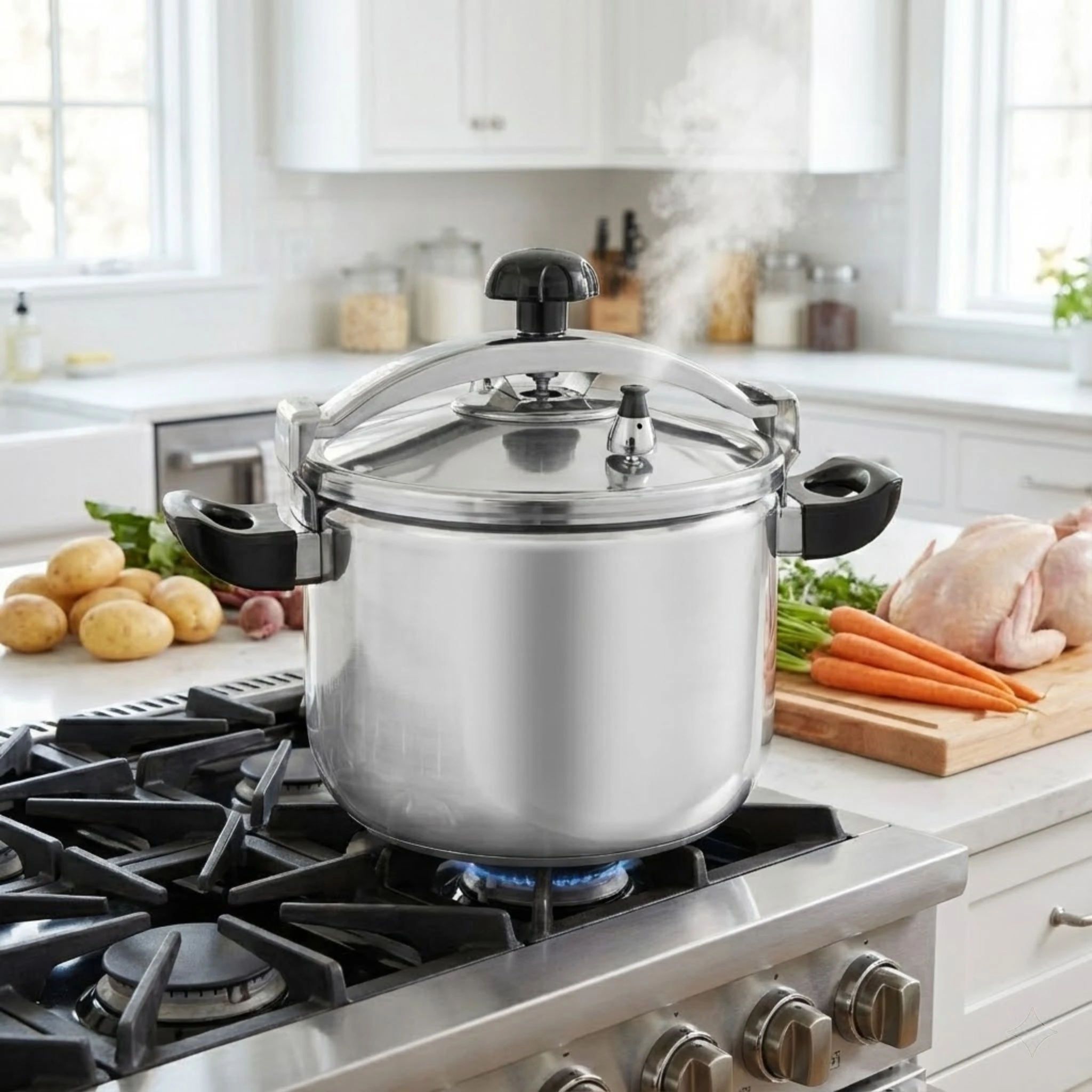 

Commercial Grade Stainless Steel Pressure Cooker 26L Big Stockpot For Gas Induction Hob Fast Efficient Cooking Secure Lid