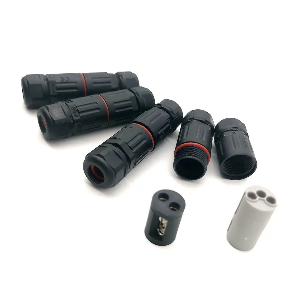 IP68 Quick Push in Terminal block Conductor Connector Electrical Waterproof Connector Wire Cable 2/3 Pin Outdoor Plug Straight
