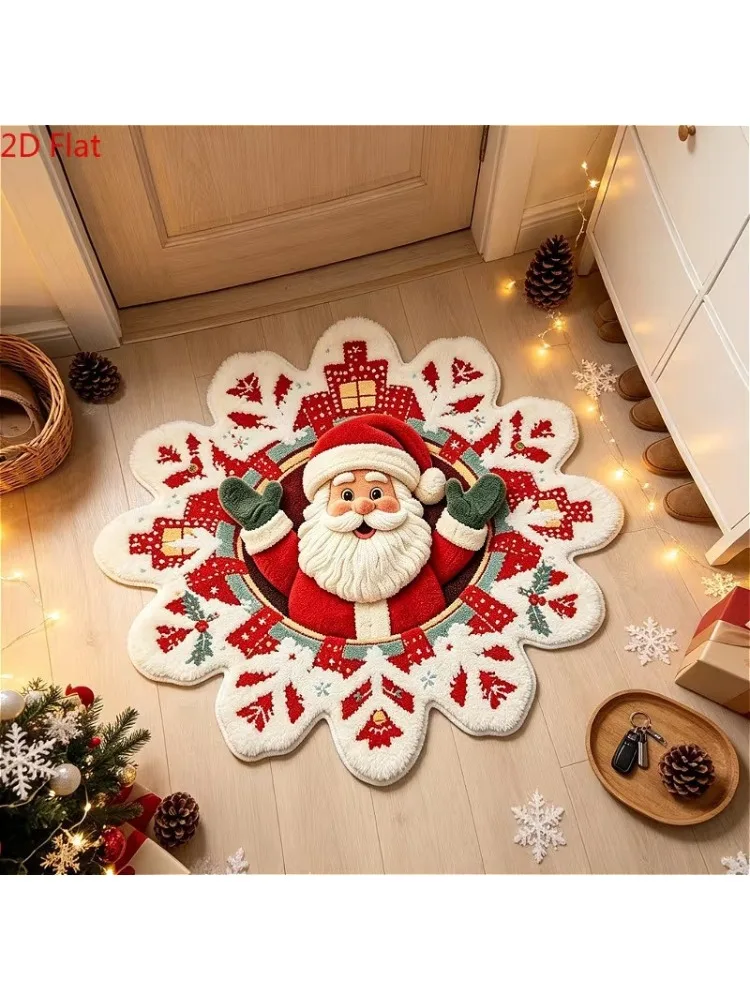 VIKAMA special-shaped Santa Claus American living room decorative carpet non-slip imitation cashmere foot pad
