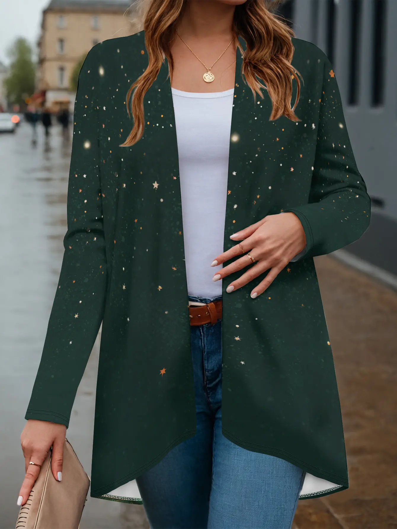 سترة نسائية على شكل شجرة سانتا لعيد الميلاد، طباعة ثلاثية الأبعاد بأكمام طويلة، نمط كاجوال برقبة على شكل حرف V، ملابس عطلة احتفالية #2