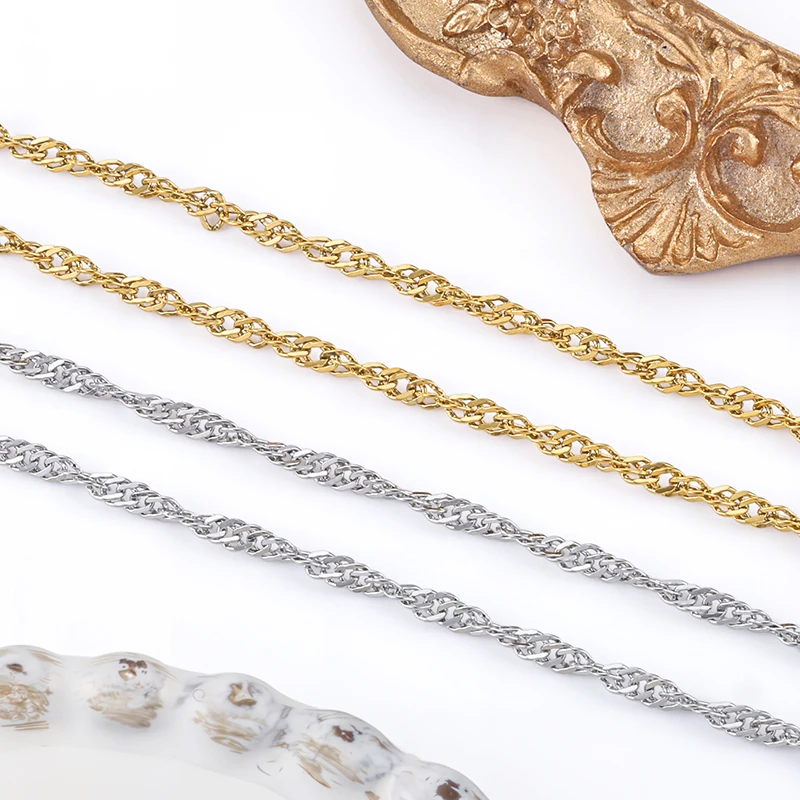 

Stainless Steel Charms High Quality Fashion Twisted Rope Chain For Jewelry Accessories DIY Men Women Necklaces Bracelets No Fade