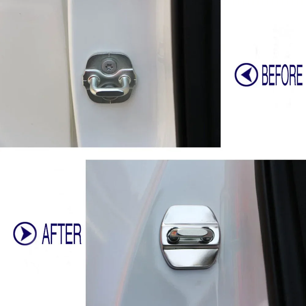 Aço inoxidável Door Lock Cover, Adesivos de carro, Nissan Juke Qashqai J11 Dualis 2 J10 X-trail T32 T31 Rogue Nota Tiida