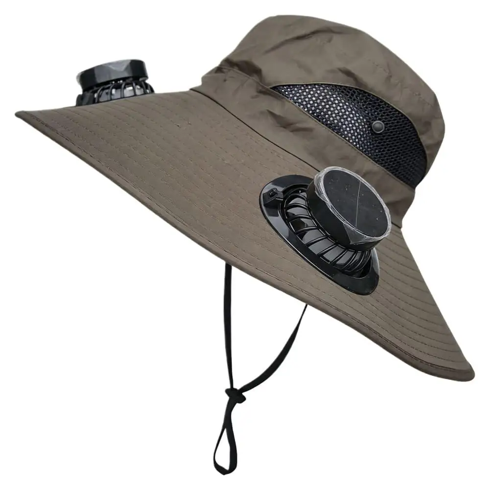 Dual Solar Fan Hat Wide Brim Portable Breathable UV Protection 3 Speeds Cooling Cap for Fishing Outdoor Summer Hot Weather New