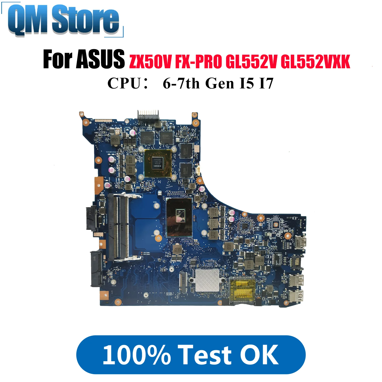 

GL552VW Laptop Motherboard For ASUS ROG GL552VX GL552V FX-PRO ZX50V GL552VXK Notebook Mainboard With I5 I7 CPU 100% tests OK stk
